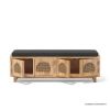 Picture of Norfolk Wood & Rattan Upholstered Entryway Bench with Storage