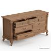 Picture of Gilbert French Provincial Wood & Rattan 7 Drawer Dresser