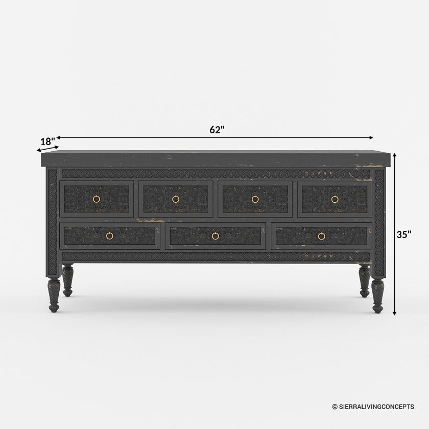 Wellington Long Console Table with Storage Drawers Size Image