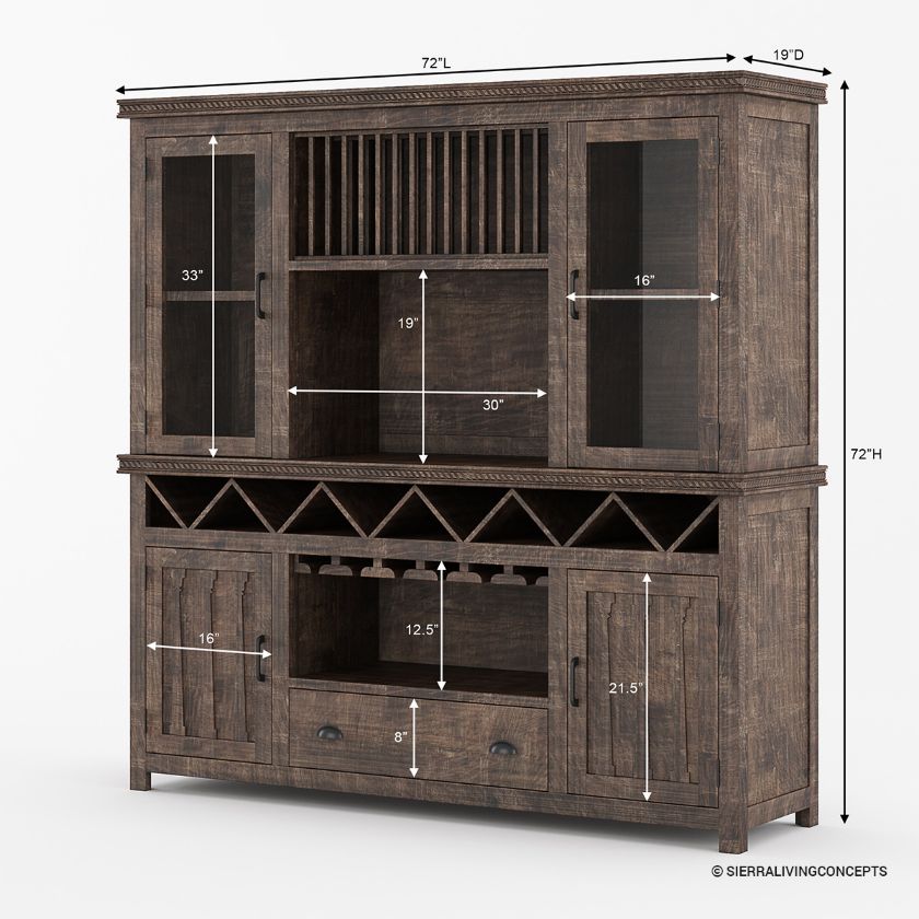 Atherton Farmhouse Dining Room Bar Hutch Cabinet Dimension Image