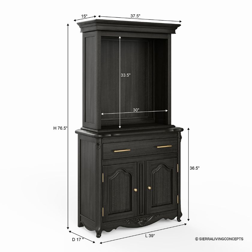 Lethbridge Small Farmhouse Coffee Bar Cabinet  Dimension Image