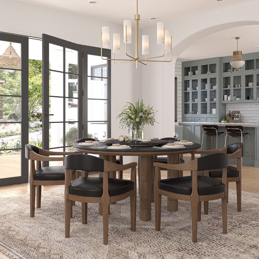 Picture of Flint Modern Round Dining Table Set for 6