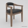 Picture of Flint Solid Wood Modern Leather Upholstered Dining Arm Chair