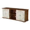 Picture of Mandala Art Solid Wood White TV Media Console Cabinet (59")