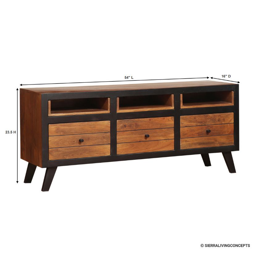 Rackerby Two Tone Mid Century Modern TV Stand with Drawers (54