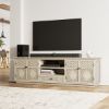 Picture of Nuala Solid Wood Hand Carved Weathered White TV Media Console (78”)