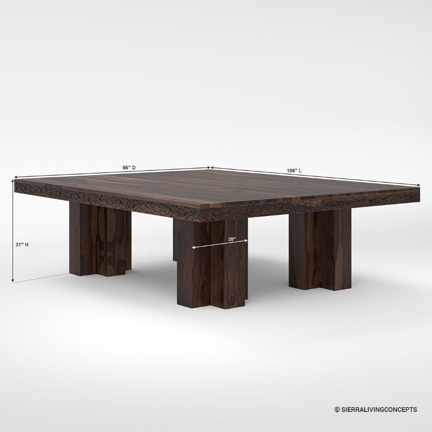 Dallas Ranch Solid Wood Extra Large Dining Table Dimension Image