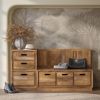 Picture of Flint Farmhouse Style Solid Wood Entryway Bench with Storage