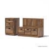 Picture of Flint Farmhouse Style Solid Wood Entryway Bench with Storage