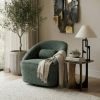 Picture of Marieville Modern Boucle Dark Green Swivel Accent Armchair