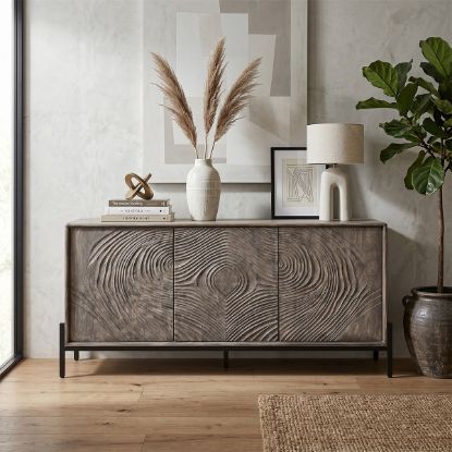 Picture of Harlem Nordic Wabi Sabi Textured 3 Door Sideboard Buffet Cabinet