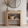 Picture of Tyler Slatted Pattern Curved Console Table with Drawers