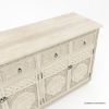 Picture of Nuala Hand Carved Solid Wood White Sideboard Cabinet with Drawers