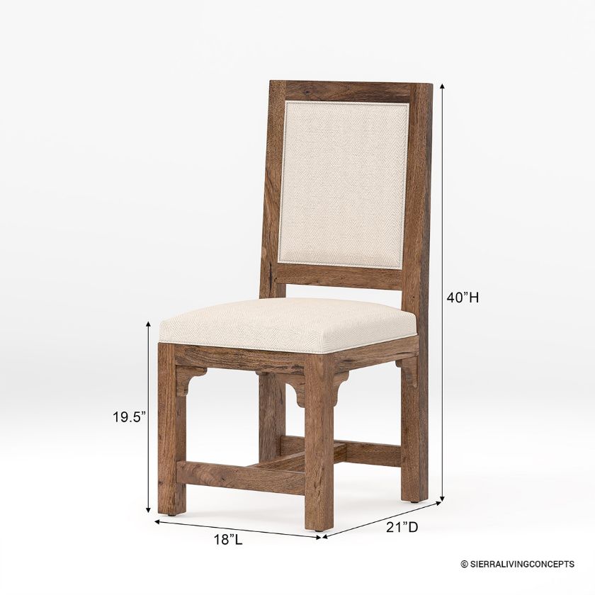Flint Rustic Farmhouse Upholstered Armless Dining Chair Dimension Image
