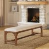 Picture of Flint Upholstered Rustic Farmhouse Solid Wood Dining Bench