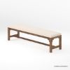 Picture of Flint Upholstered Rustic Farmhouse Solid Wood Dining Bench