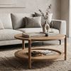 Picture of Canton Solid Wood & Cane Two Tier Round Coffee Table