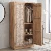 Picture of Greeley Boho Style Solid Wood Armoire with Hanging Rod