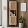Picture of Louisiana Solid Wood & Cane Mesh Doors Japandi Corner Bookcase