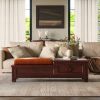 Picture of Omaha Classic Vegan Leather Dark Wood Coffee Table with Drawer