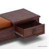 Picture of Omaha Classic Vegan Leather Dark Wood Coffee Table with Drawer