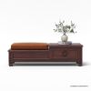 Picture of Omaha Classic Vegan Leather Dark Wood Coffee Table with Drawer