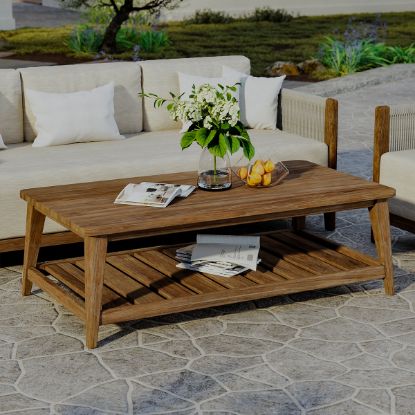 Picture of Pilsen Solid Teak 2 Tier Outdoor Coffee Table with Storage