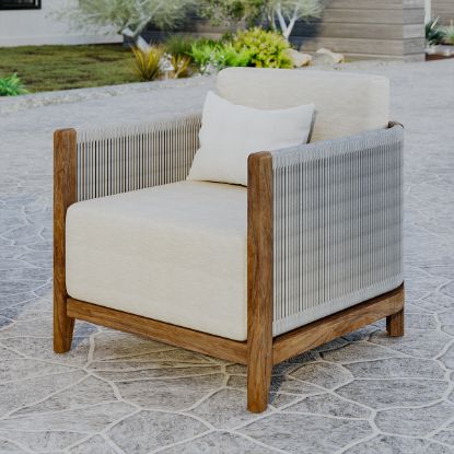 Picture of Pilsen Teak & Rope Scandinavian Single Seat Outdoor Sofa
