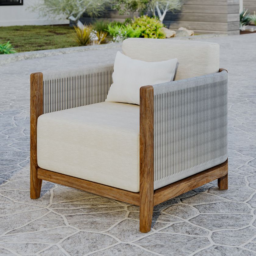 Picture of Pilsen Teak & Rope Scandinavian Single Seat Outdoor Sofa