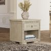 Picture of Nuala Hand Carved Ivory White End Table for Living Room