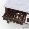 Picture of Waco Dark Wood Marble Top Kitchen Island with Drawers & Oven Space