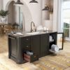 Picture of Deltona Farmhouse Black Kitchen Island with Sink and Dish Rack Cabinet