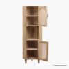 Picture of Louisiana Solid Wood & Cane Mesh Doors Japandi Corner Bookcase