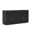 Picture of Descanso Solid Wood 3 Drawer Modern Fluted Sideboard