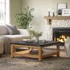 Picture of Treme Black Marble Top Large 2 Tier Square Coffee Table