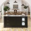 Picture of Deltona Farmhouse Black Kitchen Island with Sink and Dish Rack Cabinet