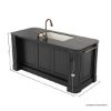 Picture of Deltona Farmhouse Black Kitchen Island with Sink and Dish Rack Cabinet