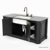 Picture of Deltona Farmhouse Black Kitchen Island with Sink and Dish Rack Cabinet