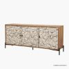 Picture of Topeka Abstract Front Distressed White Sideboard Buffet Cabinet