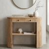 Picture of Tyler Slatted Pattern Curved Console Table with Drawers