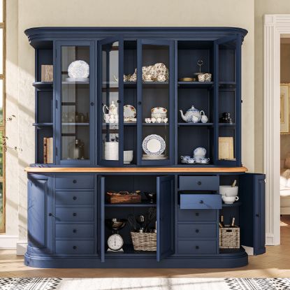 Picture of Peshtigo Oxford Blue 10 Drawers Large China Hutch