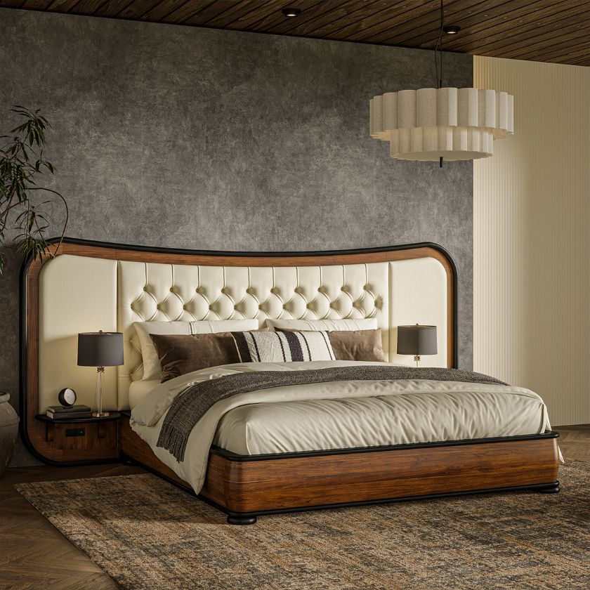 Picture of Amos Extended Curved Headboard Platform Bed Frame with Storage