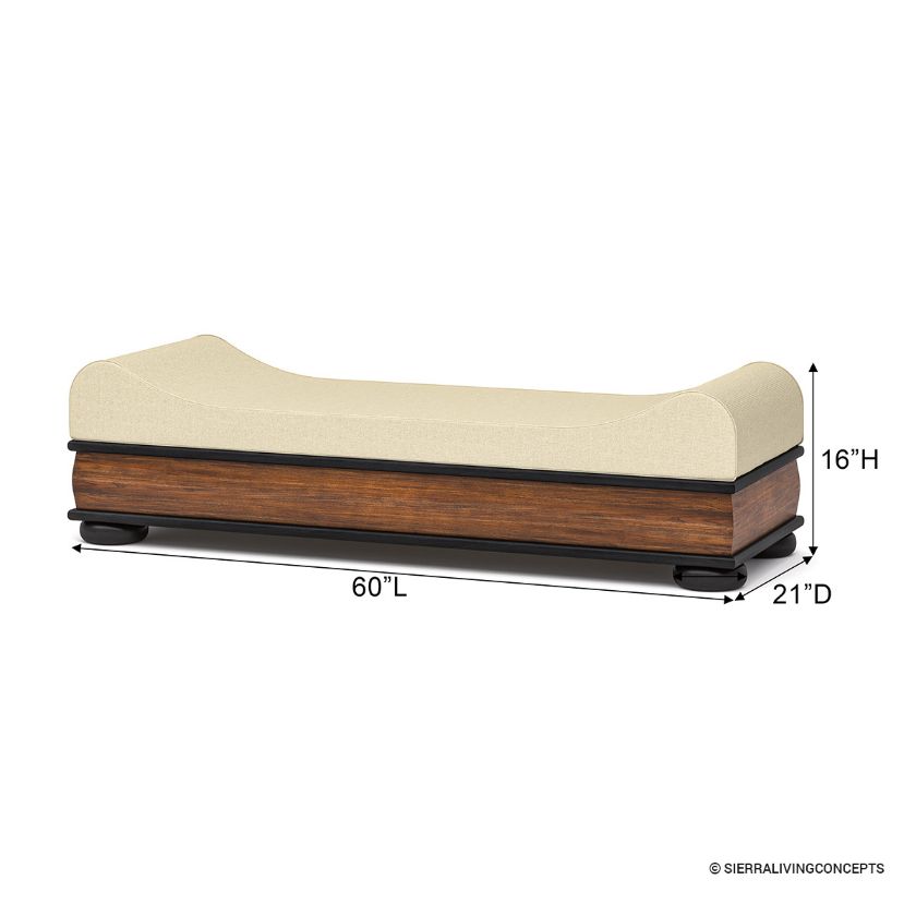 Amos Sleigh-Style Velvet Upholstered Bedroom Bench Dimension Image