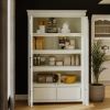 Picture of Rochester Hand Carved Arched Door White Pantry Cabinet