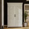 Picture of Rochester Hand Carved Arched Door White Pantry Cabinet