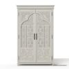 Picture of Rochester Hand Carved Arched Door White Pantry Cabinet