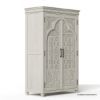 Picture of Rochester Hand Carved Arched Door White Pantry Cabinet