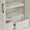 Picture of Rochester Hand Carved Arched Door White Pantry Cabinet