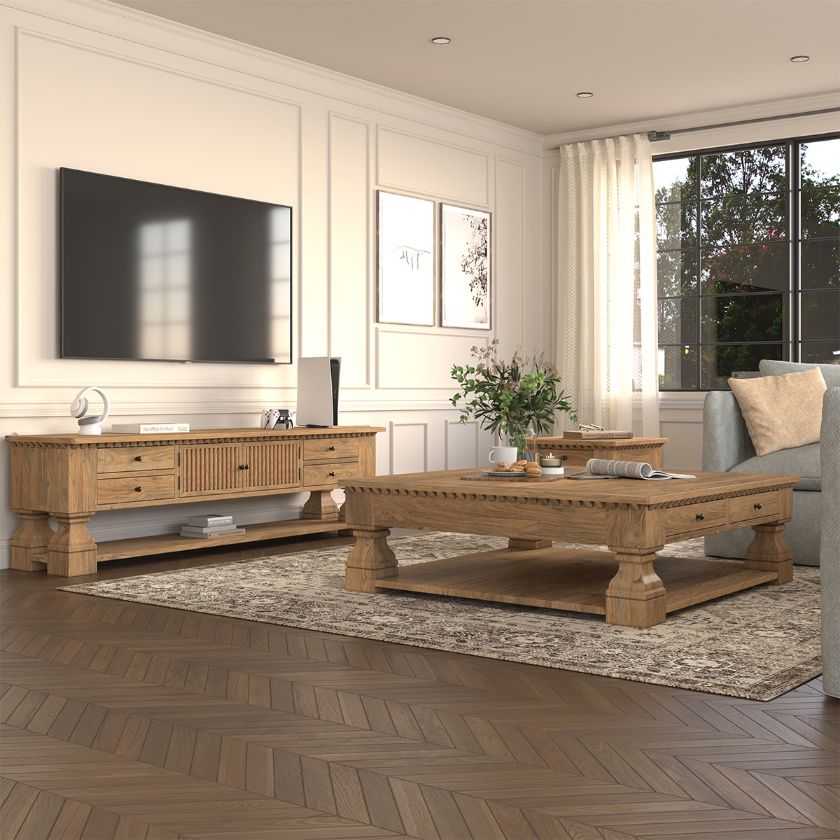 Picture of Largo Rustic Farmhouse 4 Piece Living Room Furniture Set