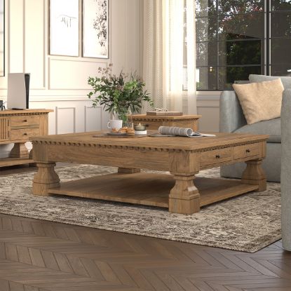 Picture of Largo Rustic Farmhouse Square Coffee Table with Storage